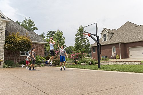 Goalrilla FT60 Basketball Hoop with Tempered Glass Backboard, Black Anodized Frame, and In-ground Anchor System