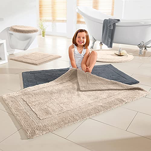 Erwin Müller Badematte, Badteppich Heraklion beige Größe 80x150 cm - Kochfest, für Fußbodenheizung geeignet, 100… – Bild 4