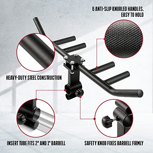 Yes4All Multi-Grip Roeien Landmine Handvat, T Bar LAT, Viking Press past op met bar van 2,5 en 5 cm, stevig ontwerp, eenvoudig te installeren - Afbeelding 3