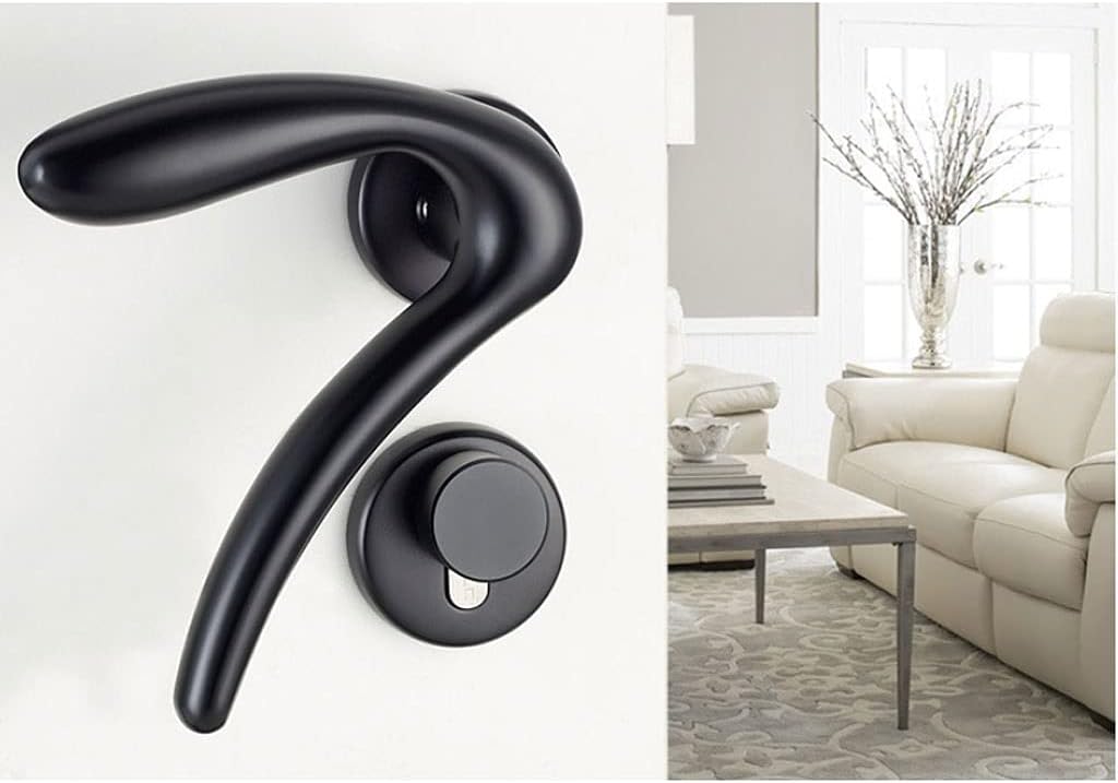 Door Knob Lever Space Aluminum Door Lock Door Levers Door Handle with Key/Without Key for Bedroom Study Bathroom Door Lock with Handle (Color : White with Key)