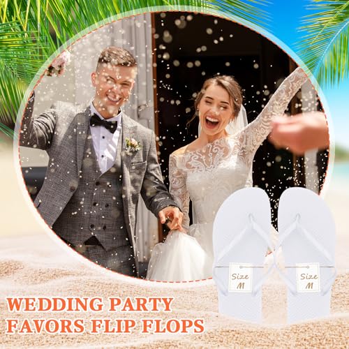 Image of 24 Pairs Flip Flops Bulk for Wedding Party Guest Sandals Hotel Guest Spa Slippers with Size Card Sign and Drawstring Bag