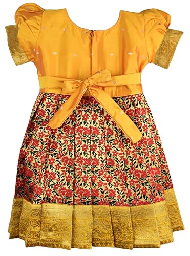 Image of AMIRTHA FASHION New south Indian traditional pattu pavadai Tapeta Silk Frock For Baby Girls
