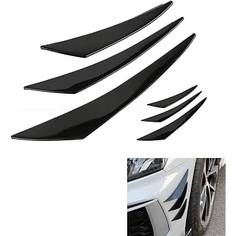 Universal Spoiler Canards Kit Front Bumper Lip Splitter 6 Pieces Fins Body Anti-Collision Strip Sticker Black