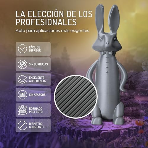 Filamento PETG Plata 1.75mm 300g para Impresora 3D - Compatible con la Mayoría de Impresoras - Precisión Dimensional - Fernando Cortés