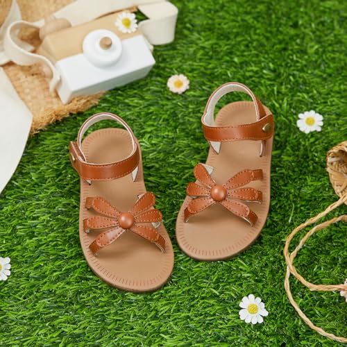 Image of Felix & Flora Toddler Girl Sandals - Flower Girl Dress Shoes Open Toe Little Kid Flats
