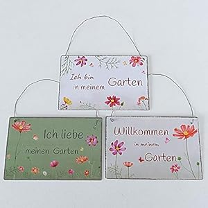 Metall Schilder Garten Cosmea mit Sprüchen 3er Set Sortiert 21x14cm zum Hängen