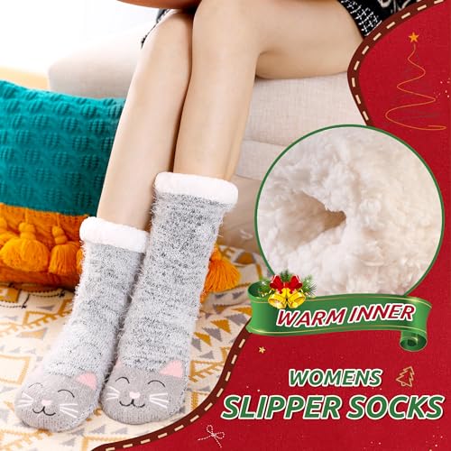 Image of WEVIAS Womens Slipper Socks Fuzzy Winter Thermal Grips Cozy Socks