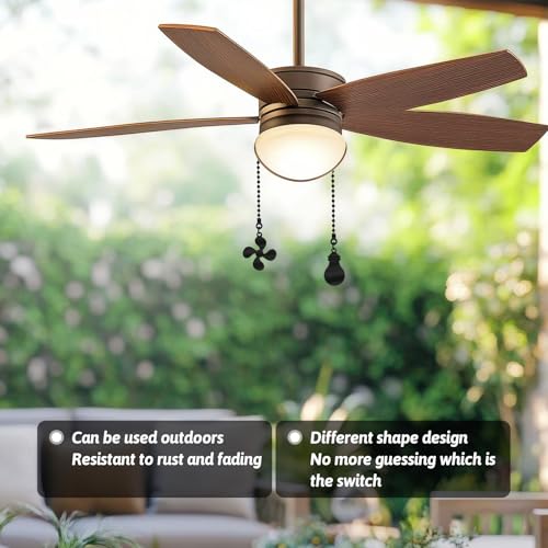 Image of 2Pack 12 Inch Pull Chains for Ceilings Fans and Lights Ceiling Fan Chain Extender Set Metal Ceiling Fan Pullchain Ornaments Extension Chains Fanpull Chain Extension with Fans and Bulb Ornament(Black)