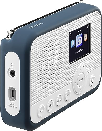 SANGEAN WFR-39 – Kompaktes, portables Internet-Radio mit WiFi, Musik-Streaming, DAB+/FM - Einfache Bedienung via Control-App, Weiß-Blau – Bild 4