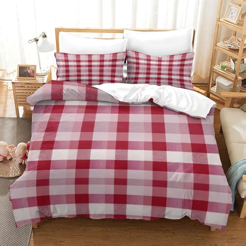 Housse de couette microfibre 140x200 carreaux 3D pour lit simple