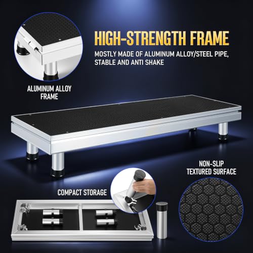 Image of Adjustable 8.2 inch Folding Stage Step Stair, Portable Aluminum Platform Riser