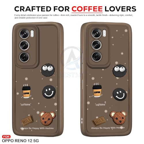 Image of AESTMO Back Case Cover for Oppo Reno 12 5G | Cute Fun Cartoon 3D Ball | Coffee Silicone Case | Full Body Protection | Camera Protection Back Cover for Oppo Reno 12 5G (Brown)