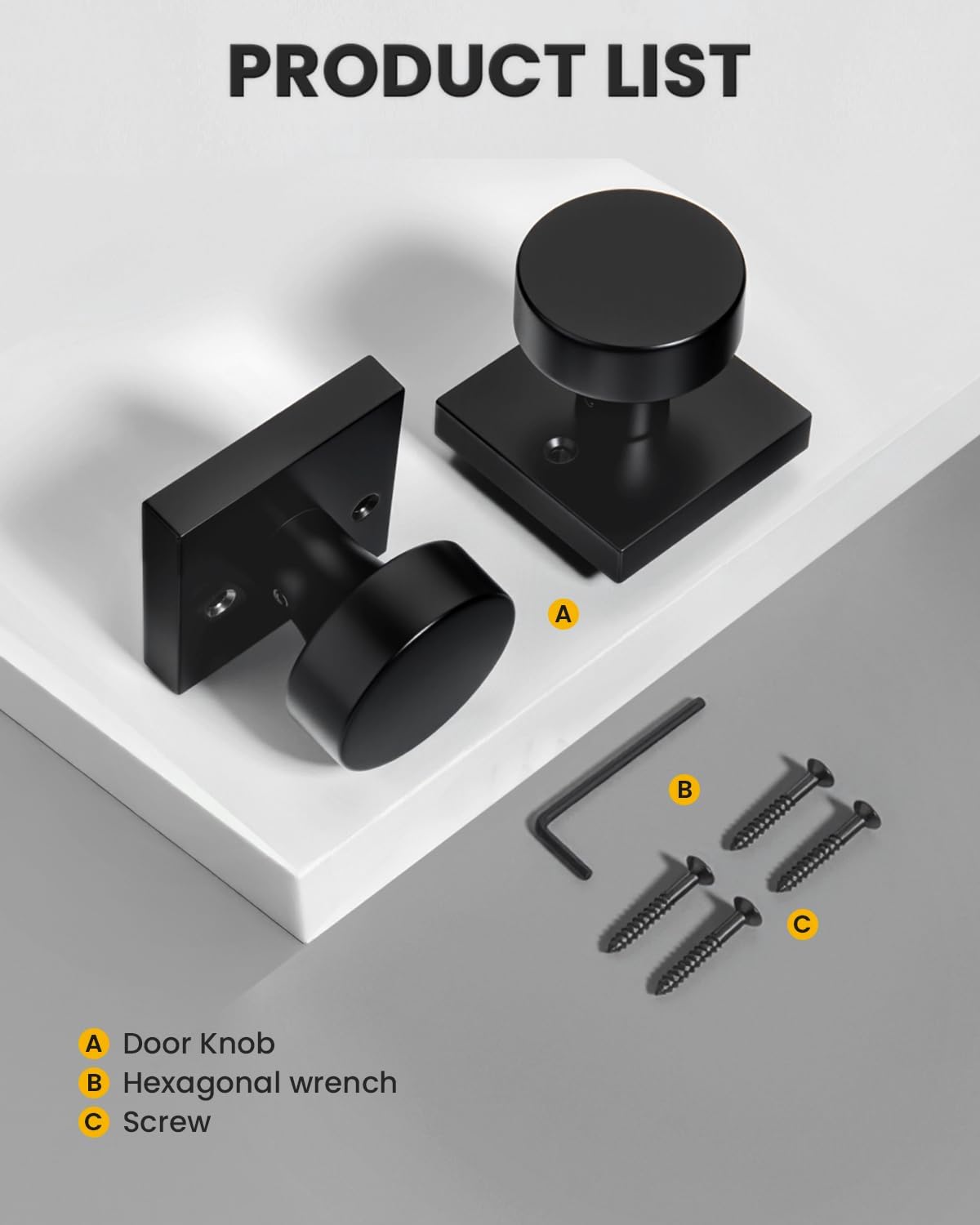 Goldenwarm Matte Black Dummy Door Knobs for Interior Doors, Zinc Alloy Black Door Knobs for Closet & Double Door, Non-Turning Decorative Knobs, Easy Installation - 2 Pack(4 Pieces)