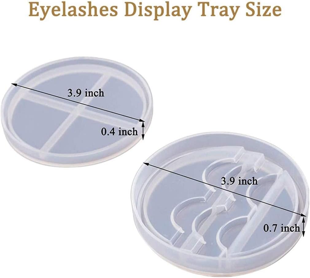 Remanbo Eyelash Storage Box Resin Mold Eyelashes Display Tray, 2pcs Round Eyelash Storage Case Resin Mold