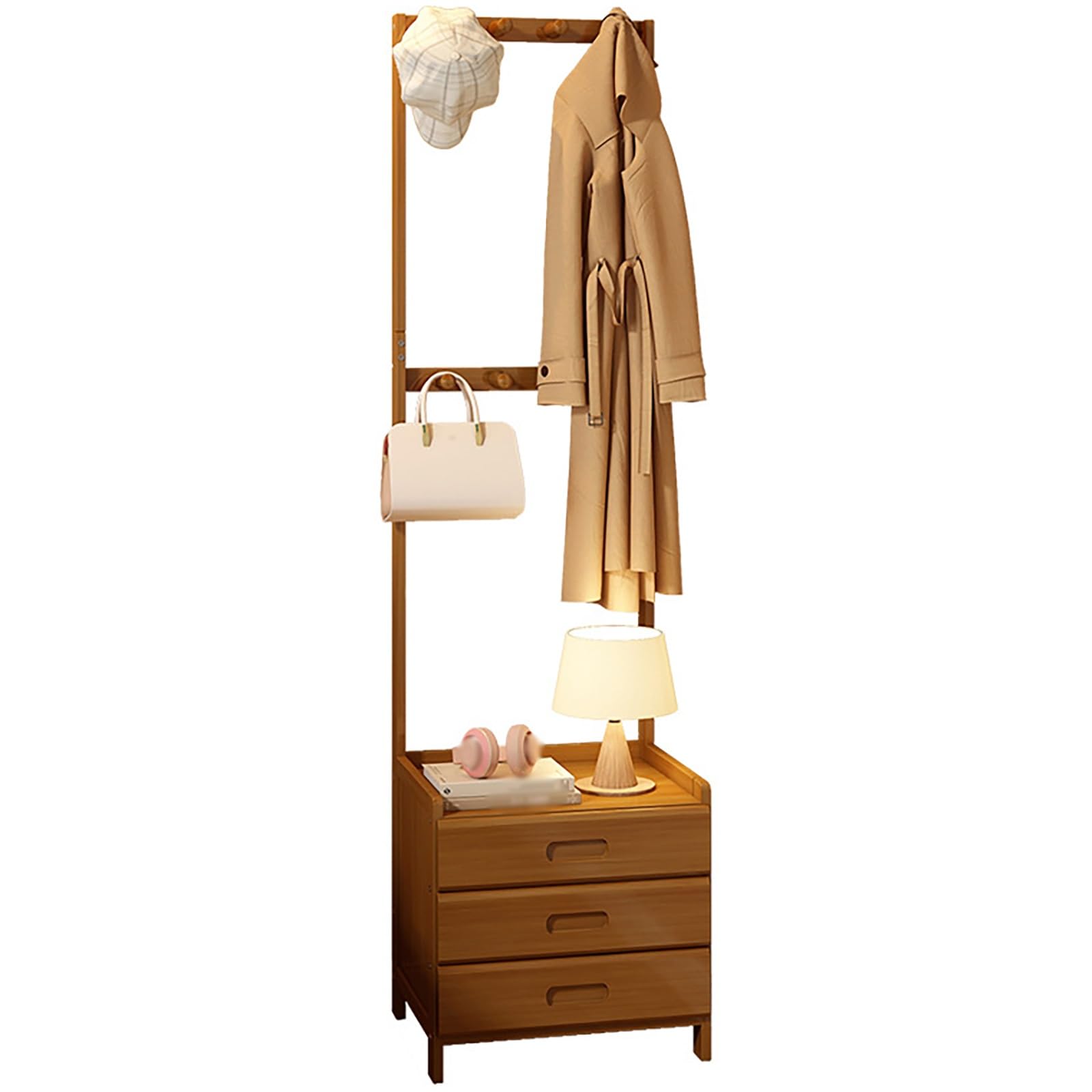FGXHHS Narrow Hall Tree with Sto - Walnut Bedroom Coat Rack for Hats, Coats, Scarves & Handbags Entryway/Office/Basement nizer 3 Ders