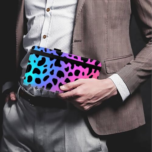 Image of FUYOCWE Leather Checkbook Covers for Men Women Check book Holder Cover Wallets for Personal Checkbook Duplicate Checks with RFID Blocking & Elastic Strap-Colorful Leopard Print