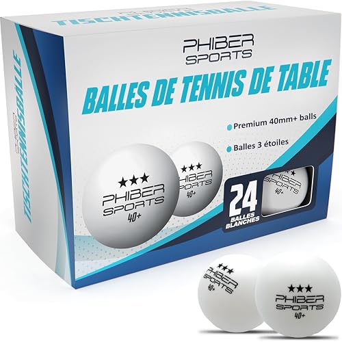 PHIBER-SPORTS Balles de Tennis de Table 3 étoiles [24 pièces] - Caractéristiques de Jeu parfaites - Idéal pour Les débutants, Les familles et Les...