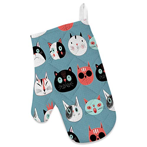 Tablier de cuisine avec poches chat et kit gants pour micro-ondes