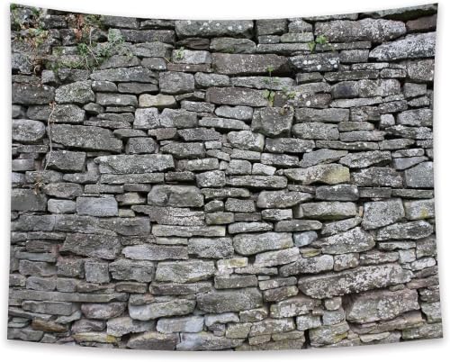 Tenture murale brique grise style campagnard en tissu de 230x180 cm pour salon et chambre