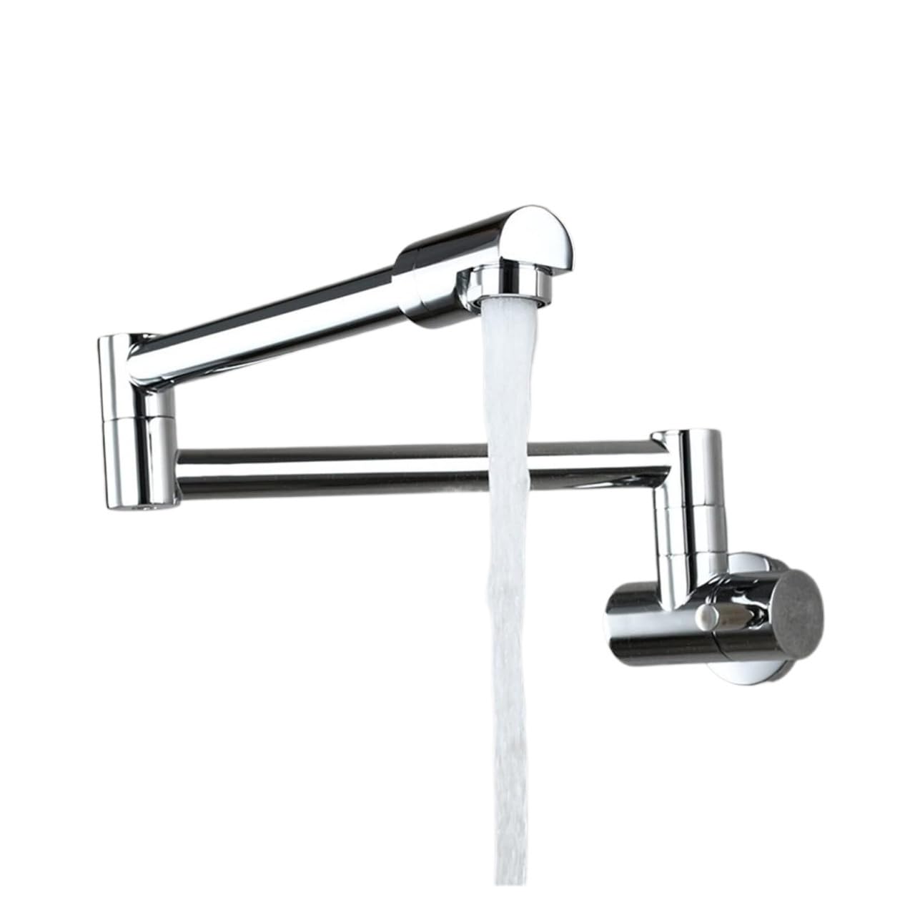 Pot Filler High Arc Swing Arm Faucet Wall Mounted 360° Rotatable Copper Single Cold Water Tap for Kitchen Stove Sink(Silver)