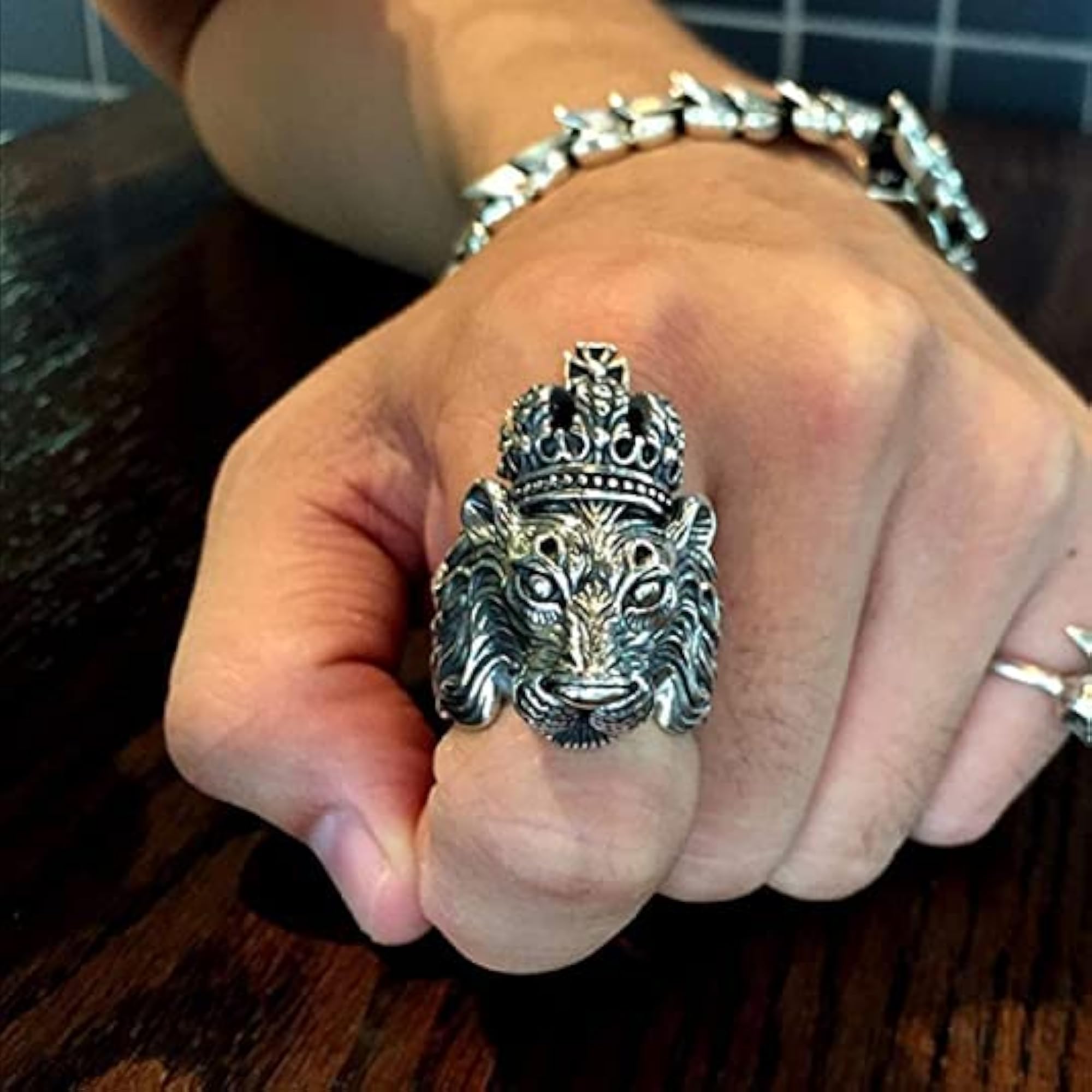 Men's Stylish Lion Ring, Unisex Stainless Steel Band