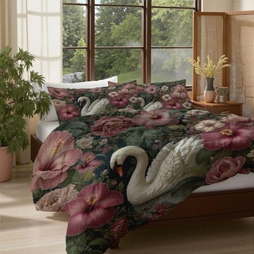 Housse de couette 200x200cm sans repassage microfibre tropicale