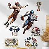 WAFT YEARN Football Player Wall Decal Football Themes Wall Sticker Art Wall Clings Vinyl Stickers for Nursery Kid's Room School Living Room TV Background Decoration Murals (Football Player)