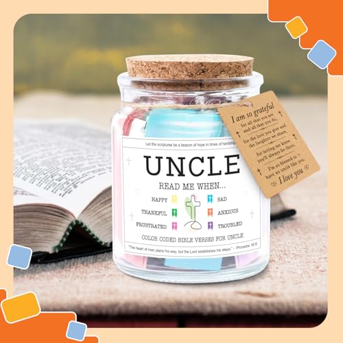 Image of NewEleven Fathers Day Gift For Uncle - Birthday Gifts For Uncle, Funcle - Meaningful Present, Inspirational Gift For Uncles From Newphew, Niece, Kids - Bible Verse Jar