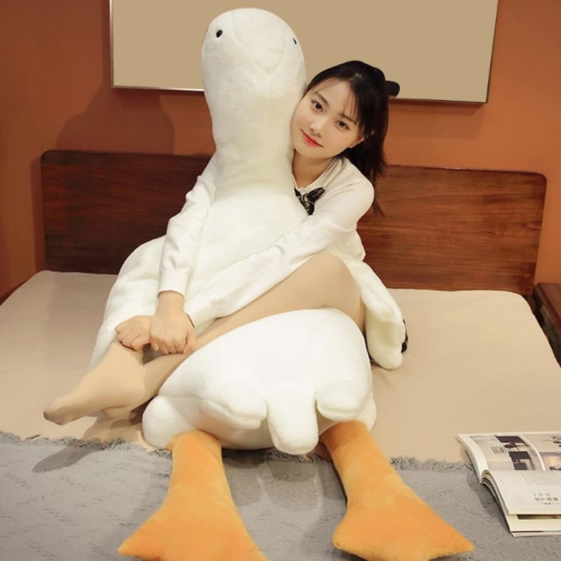Giant White Goose Plush, Oversized Hugging Pillow, Removable Machine-Washable Cover with Ultra-Soft...