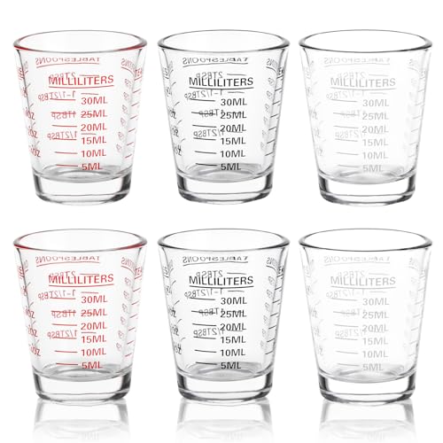 Image of Shot Glass Measuring Cup Set, 6 Pack Espresso Shot Glasses (Mixed Colors)