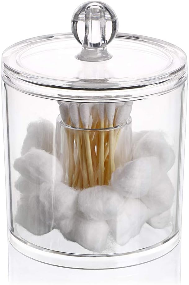 Hipiwe Cotton Ball and Swab Organizer with Lid Apothecary