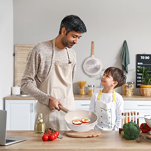 Pans And Pots Set Nonstick - Yiifeeo 16 Pcs White Granite Cookware Set Non Stick Induction Cookware Sets W/Frying Pans For Cooking Set Kitchen Essentials Holiday Gifts-Non Toxic, Ptfe & Pfoa Free #TOP6