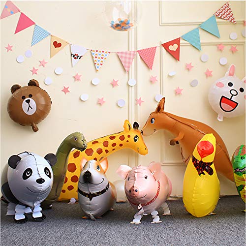 Walking Animal Balloons, 8 Pcs Forest Animals Birthday Supplies Kids Balloons Animal Theme Birthday Party Decorations （Penguin, Elephant, Giraffe, Rooster, Cow, Tiger, Pig, Sheep） #TOP2