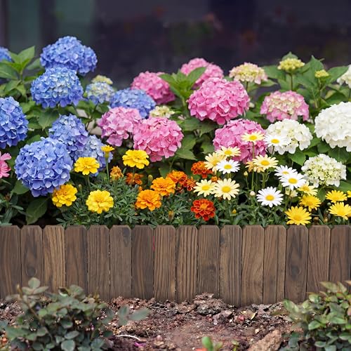 Wieghda Garden Wooden Fence Edging Burnt Wood Finish Fir Wood Outdoor Lawn Landscape Border (1 7.87 Height)