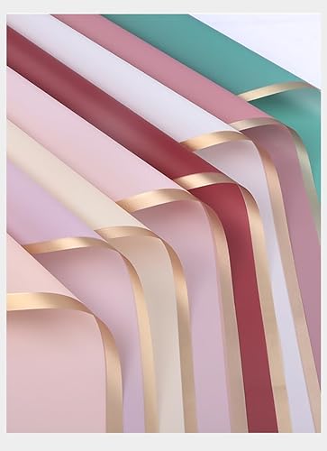 Miniatura 10 de 20 hojas de papel de regalo de flores con borde de oro rosa, suministros de ramo de floristas, manualidades, embalaje de regalo o embalaje de caja