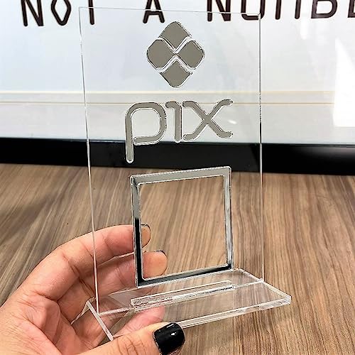 Placa Pix Pagamento QrCode De Mesa Balcão c/base - Acrílico Cor:T...