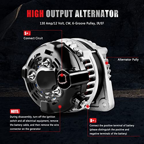 Gdsmotu 11392 And0483 Vnd0483 104210-5910 Alternator Compatible With 3.5L For 2008-2012 For A-C-C-O-R-D, 2010 For A-C-C-O-R-D Crosstour Alternator 130Amp 12V #TOP3