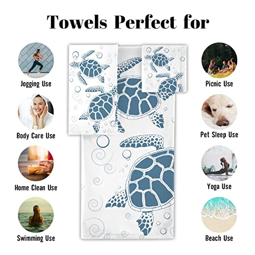Zochoten Sea Turtle 3-Piece Set Towel Bathroom Set 1 Bath Towel 1 Washcloth 1 Hand Towel Super Soft And Quick Dry Towel Multifuntion For Home Kitchen Hotel Gym Swim #TOP2