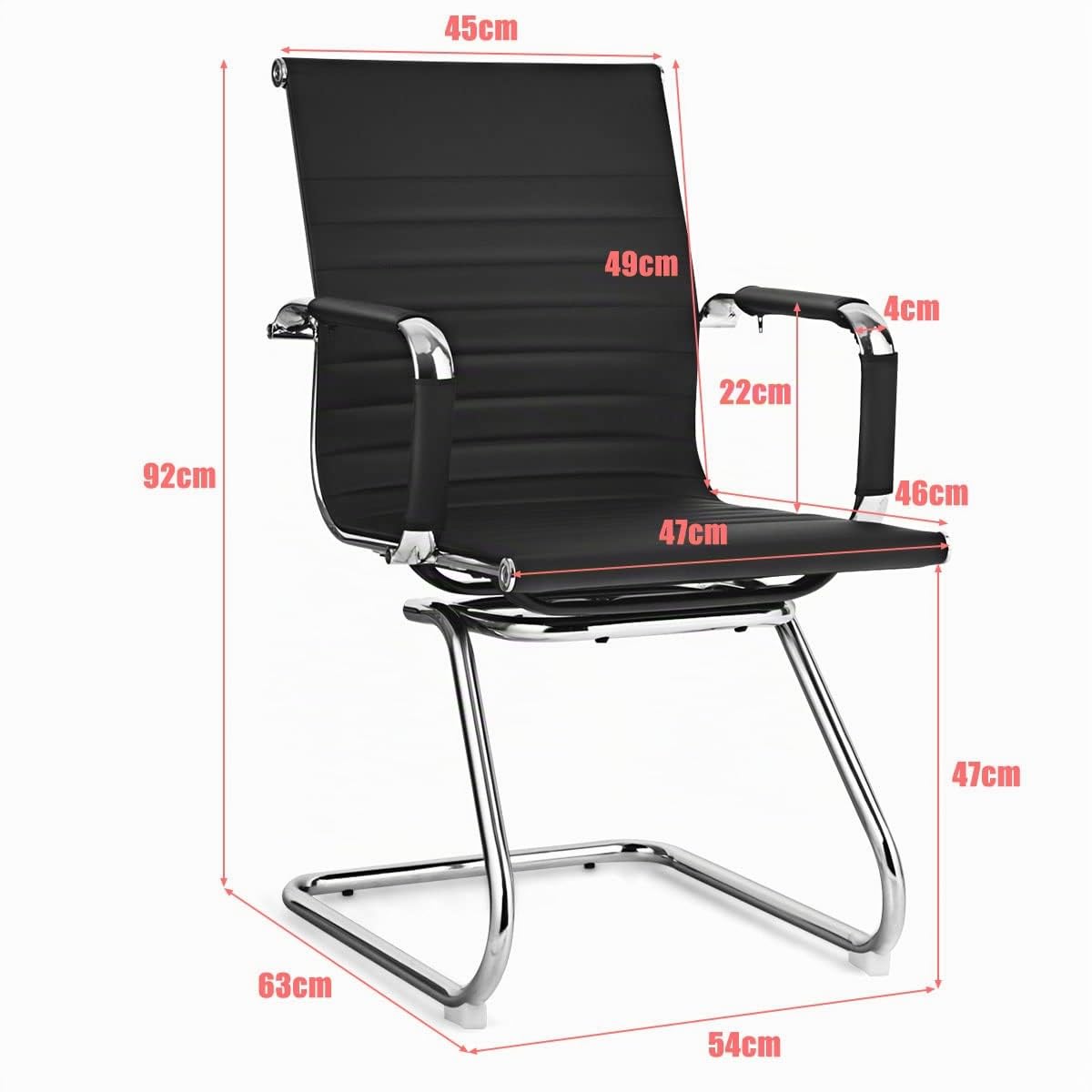 COSTWAY Freischwinger Stühle 2er Set, Konferenzstühle mit Armlehne