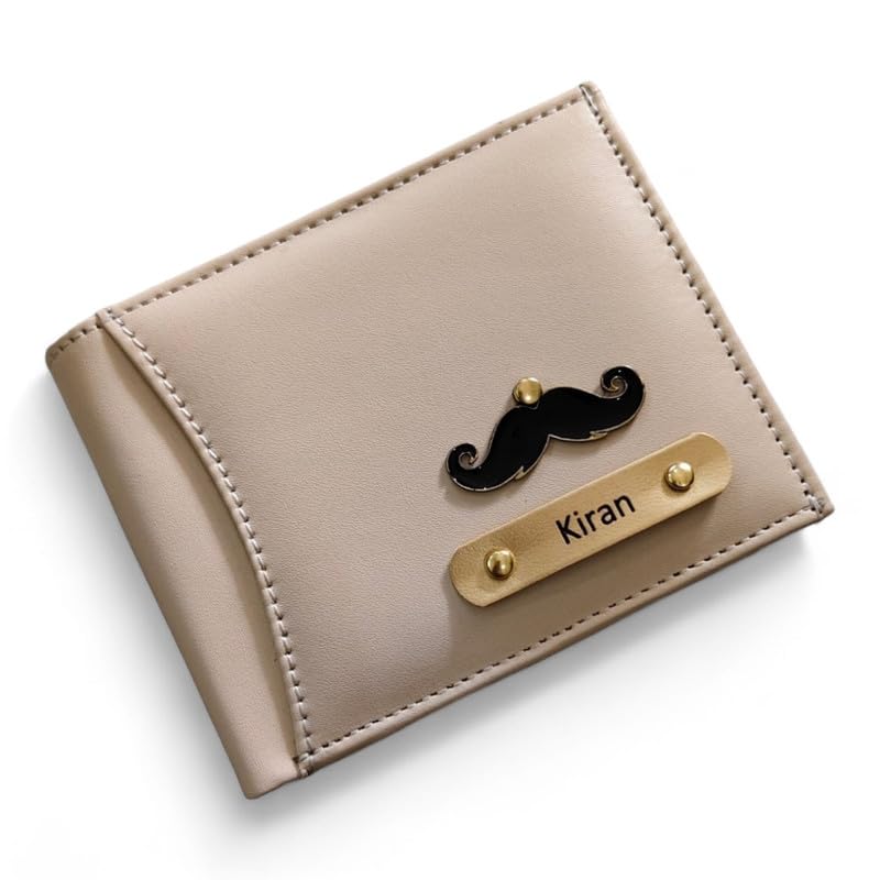 celed Customized Leather Name and Charm Purse| Multi Card Slot Leather Wallet| Personalised Purse Gift for Father, Brother & Husband, Boyfriend, Cream-picture-10
