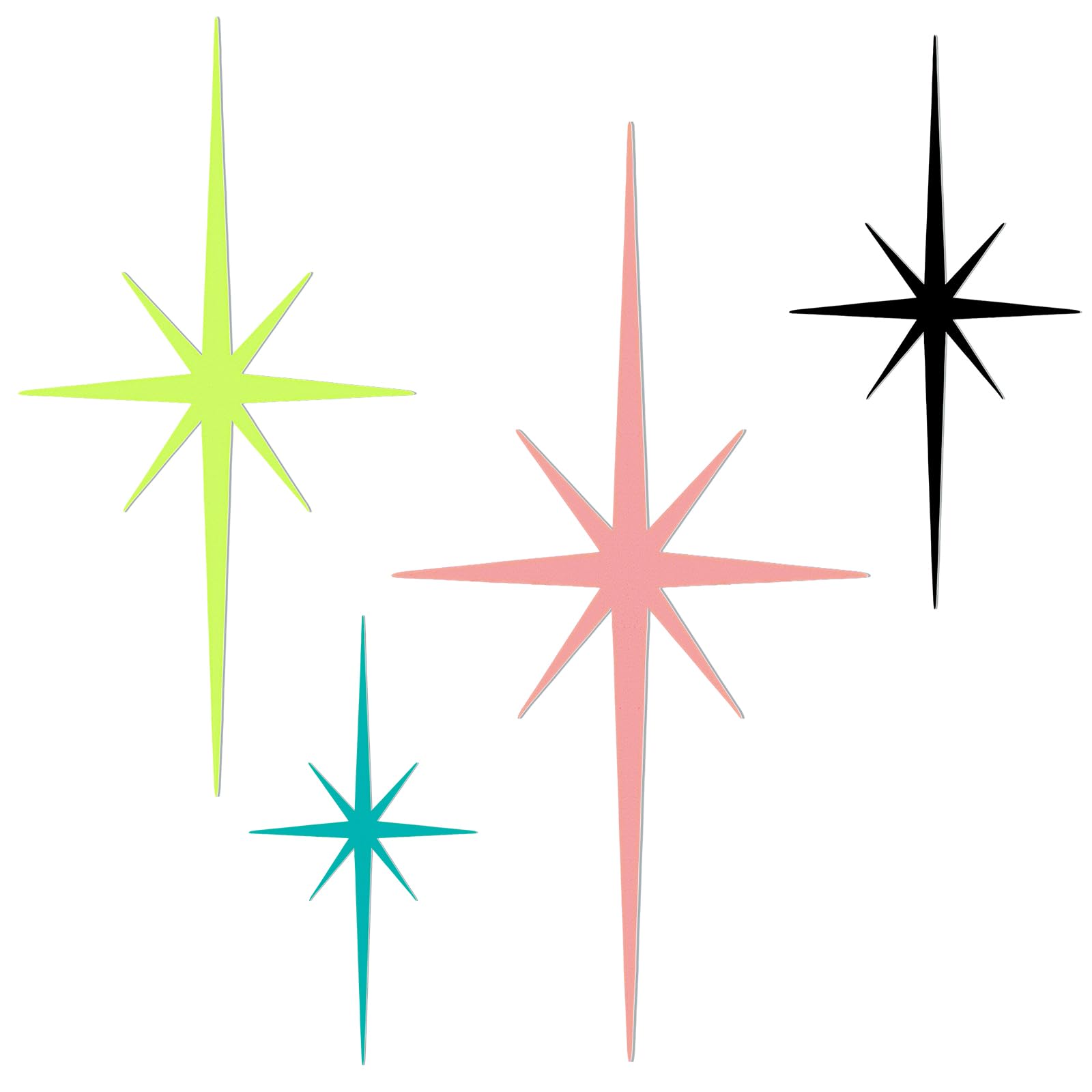 Blulu 4 Pcs Cast Iron Starburst Shaped Wall Decor Metal Mid Century Modern Decor Retro Atomic Stars Wall Art Elegance Accents Vintage Celestial Whimsigoth Hangings for Home Office Room(Mid Century)