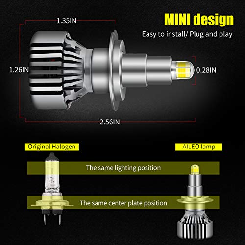 H7 Led Headlight Bulb 80W 16000Lm Bright 6000K Cool White 2020 Upgraded 8 Sides Csp Chips 360 Degree Adjustable Beam H7 Led Conversion Kit Recommended For Projector Headlights(Pack Of 2) #TOP3