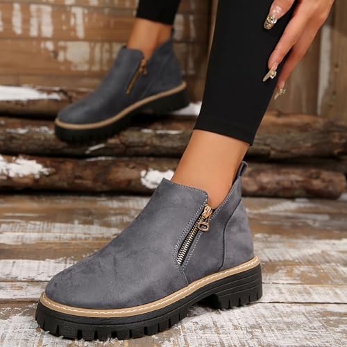 Botas cortas de mujer primavera con cremallera lateral y botines altos 2