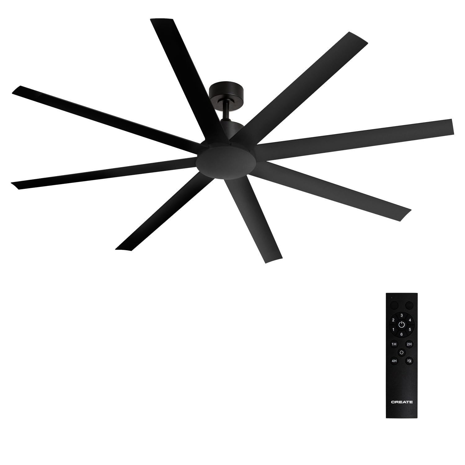 CREATE / WIND INDUSTRIAL XXL/Ventilatore da soffitto nero con telecomando / 40W, Silenzioso, Ø183 cm, 6 velocità, programmabile, funzione estate-inverno