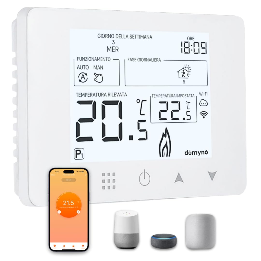 CRONOTERMOSTATO WIFI PROGRAMMABILE SMARTPHONE APP ALEXA TERMOSTATO CALDAIA DA PARETE O BOX 503 ALIMENTAZIONE 90-240 Vac