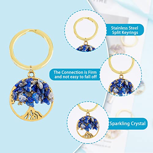 SUPERFINDINGS 20Pcs 5 Styles Tree of Life Keychain Gemstone Keychain Natural Crystal Stone Handmade Keyring Charm for DIY Lucky Bag Charms Keyring - Image 4