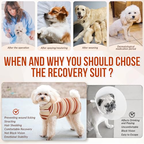 Image of Lukovee Recovery Suit for Dogs, Onesie Spay Neuter Surgery Suit Female Male | Soft Cotton, Easy On Off, Abdominal Wounds Prevent Licking, Prevent Licking Wounds, Cone E-Collar Alternative (Brown, M )