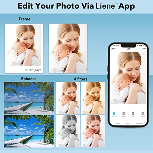 Liene 2X3” Photo Printer, Mini Instant Portable Photo Printer Bundle W/ 50 Zink Adhesive Paper, Bluetooth 5.0, Compatible W/Ios & Android, Small Picture Printer For Iphone, Smartphone, White #TOP3