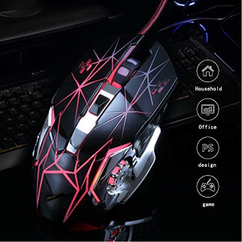 Ratón ergonómico para PC Yanghao con cable USB e iluminación LED de colores 6