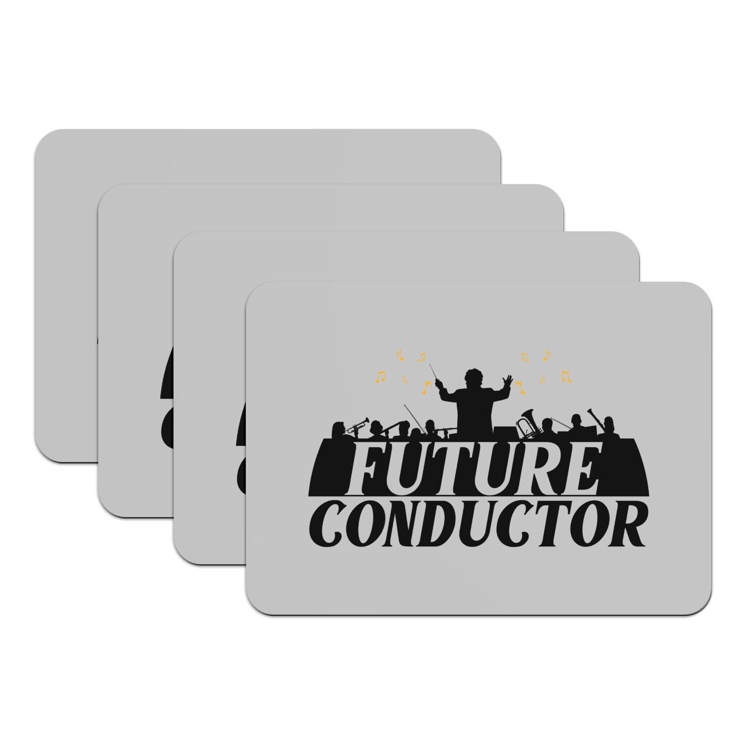 Sets de table musique classique en caoutchouc gris lot de 4 grand format repas de fête